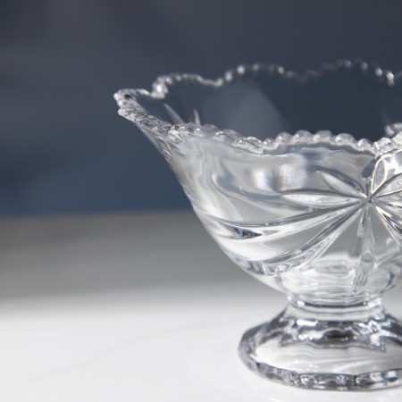 Crystal salad bowl on the leg Ribbon, D = 13.5 cm-3