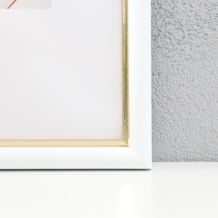 Photo frame Plastic "Mira" 20x30 cm, 636461 White with gold (plastic screen)-1