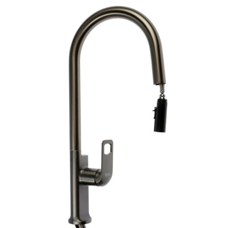 Kitchen mixer Zein Z3785, single -leaf, exhaust surplus, aerator of 2 modes, graphite-1