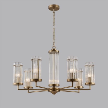 Lumion chandelier. Ellow, 7x40W, E14, 660-880x720x720 mm, brass color