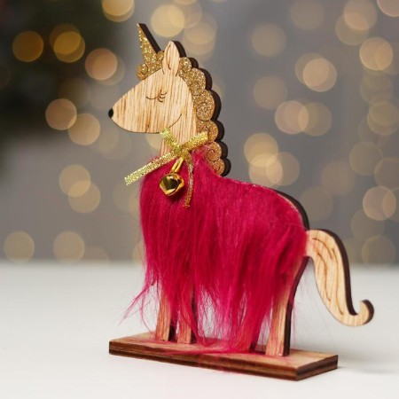 New Year's decor "Unicorn with a bell" 14 × 4 × 16 cm, fuchsia