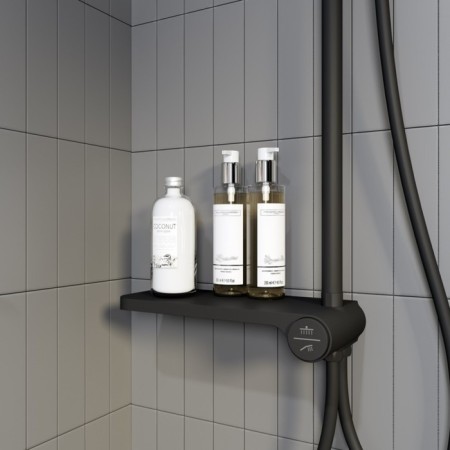 Shower system IDDIS RAY, with the upper watering can, black matte-2