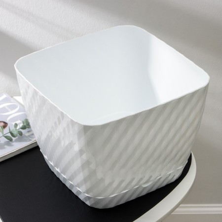 Pot for flowers with the pallet "Classic", 15 l, plastic, white color-1