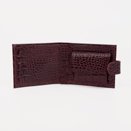 Women's wallet on the button, burgundy color-2