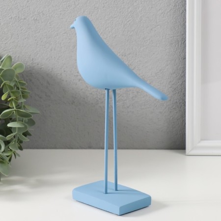 Polystone souvenir "Bird - long paws" pale blue 22x15 cm-2