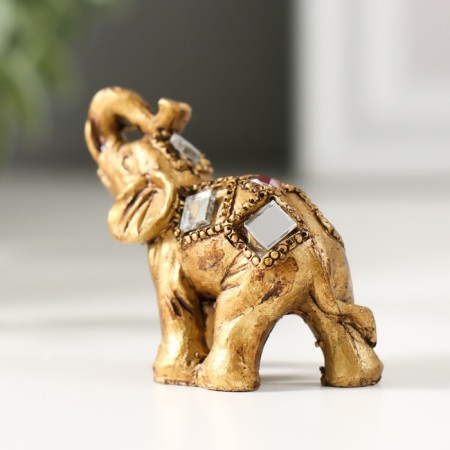 Polystone souvenir "Little Elephant with Mirror Mosaic and Rubin on the Popon" 3.8x3.5x1.8 cm 544919-2