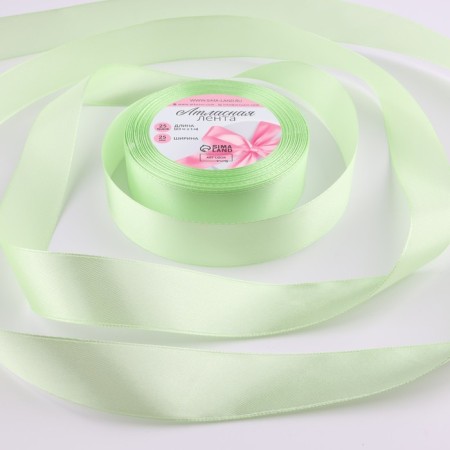 Satin tape, 25 mm × 23 ± 1 m, color light green No. 80