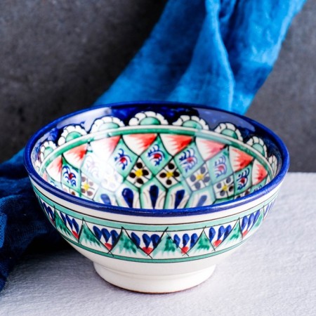 Rishtan ceramics "flowers" 15 cm, small, blue