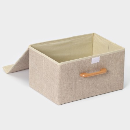 Stelly box for storage with lid LadoM "Francesca", 33 × 24 × 18.5 cm, beige color-3