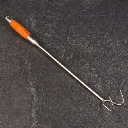 Double -double meat hook, 50cm, with a wooden handle-1