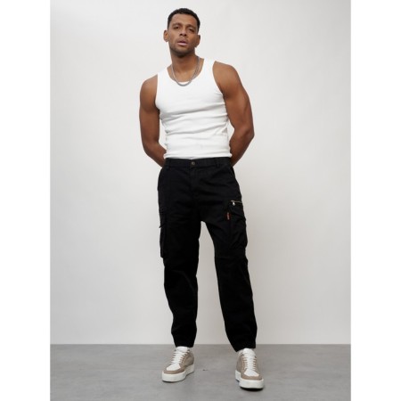 Cargo jeans male, size 50-52, black color-8