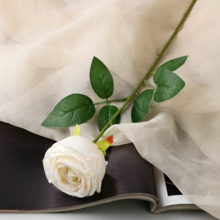 Artificial flowers "silk rose" 7x56 cm, white