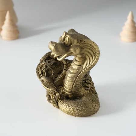 Piglite Polystone "Snake with a tub" Bronze 7x6x10 cm-2