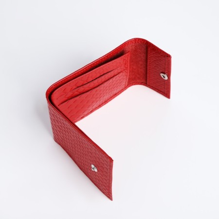 Women's wallet on the button, red color-3