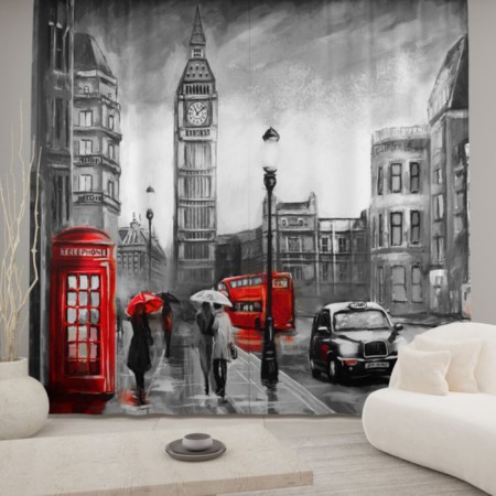 Set of curtains 145x260cm-2pcs, diz. NN033, Gabardin, P/E 100%-1
