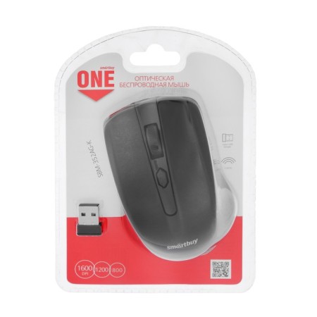 Mouse Smartbuy One 352, wireless, optical, 1600 dpi, 2xaaa (not in the kit), black-5