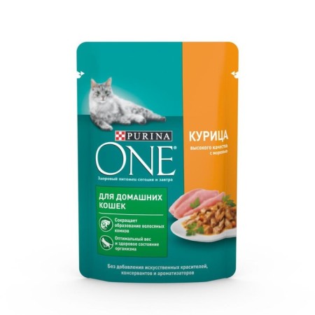 Wet feed Purin One for home cats, chicken/carrots, 75g