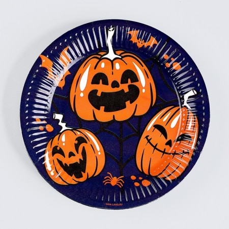 Disposable paper plate "Halloween", pumpkin, 18 cm-1