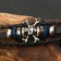 Bracelet male "style" skull, black color with silver, 20 cm