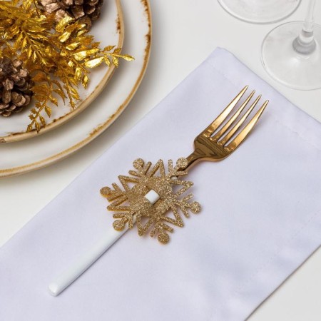 A set for the decor of the dining rooms "Snowflake", 4 pcs, col. gold 6.5x7.5 cm, 100% p/e, felt 626098