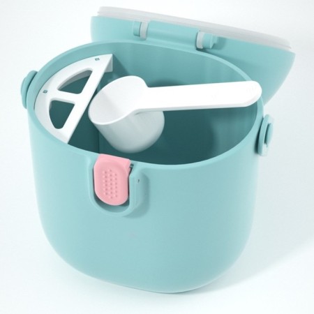 Container for storing baby food 450 ml., With a spoon, blue color-8