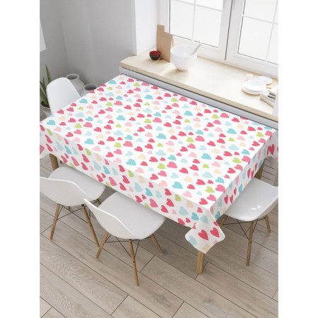 The tablecloth “Multi -colored hearts”, rectangular, Saten, size 120x145 cm