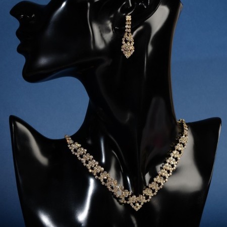 Set 2 objects: earrings, Knocking "Shine" Laurie, white color in gold, 45 cm