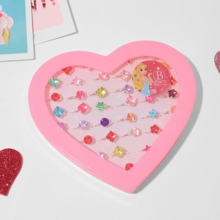 Rings Children's set 36pcs "Choselka", Mix shape, Mix color in silver, b-r-3