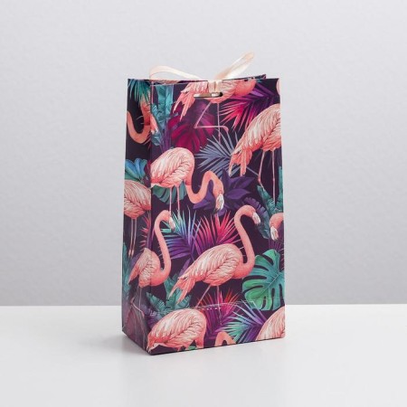 Gift package with tape, packaging, Flamingo, 13 x 23 x 7 cm-2