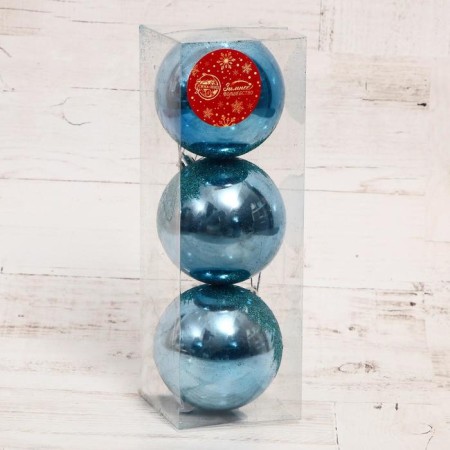 Set of balls plastic D-8 cm, 3 pcs "night" blue-1