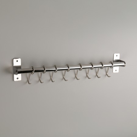 Holder for towels, 8 movable hooks, 40 × 8.5 × 4.5 cm