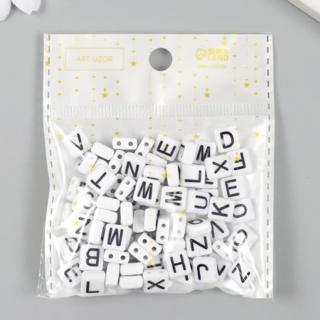 Beads for creativity plastic "Black English letters" White set 20 grams 0.4x0.8x0.8 cm-5