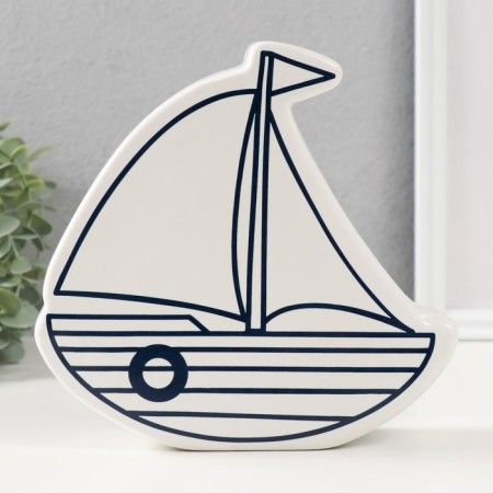 Piggy bank Ceramics "Shipyard" White 20x5.2x19.5 cm-2