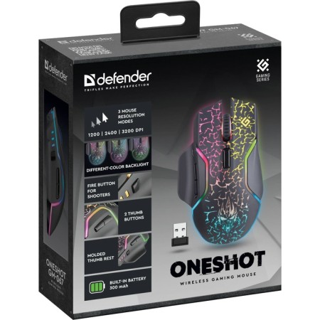 Mouse Defender OneShot GM-067, wireless, optical, 3200DPI, black-8