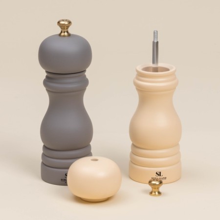Set of mills for spices SL Home "Athens", 2 pcs, 17 cm, milk, gray color-4