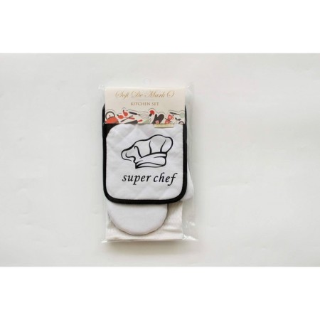 Kitchen CHEF: take, mittens, towel 38x63 cm, black color black-1