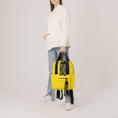 Backpack - youth bag from a lightning textile, 3 pockets, textura, yellow color-6