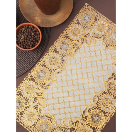Openwork napkin for the PVC Sunflower PVC table, 45 × 30 cm, gold color-4