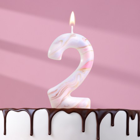Candle in the “White Marble” cake, number “2”, giant, 12.5 cm