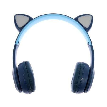 P47M headphones, wireless, full -size, BT, Microsd, microphone, AUX, with ears, blue-1