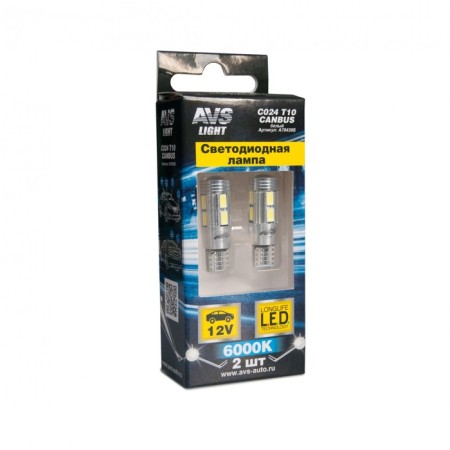 LED lamp T10 C024 / White / (W2.1x9.5D) Canbus 8SMD 5630, blister, set 2 pcs