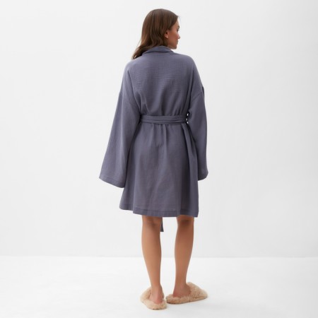 Women's robe KAFTAN BASIC Size 44-46, gray-blue-4