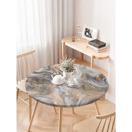 The tablecloth "Marble vortex", round, oxford, elastic band, size 120x120 cm, diameter 75-100 cm-2