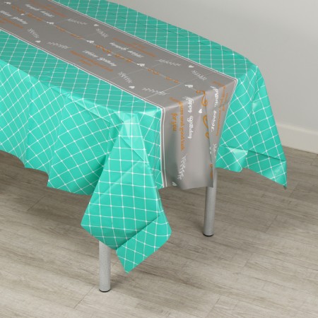 The tablecloth "Squares", 137 × 183 cm., Green color-1