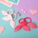 Hair set "Milena" (4 crab, 4 elastic bands) lace ears, pink