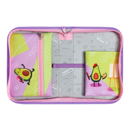 Penal 1 section 140 x 210 x 40 mm, folding pocket and cosmetic bag, fabric, calligrata topontent "Avocado Style"-3