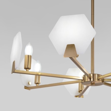 Ceiling Lamp EUROSVET MARBLE 60158/7, E14, 7x40W, 730x730 mm, brass color-1