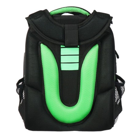 School backpack 38 x 30 x 16 cm, ergonomic back, Stavia "Super Car", black/green-5