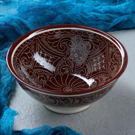 Rishtan ceramics "patterns" 15.5 cm, medium, brown-2