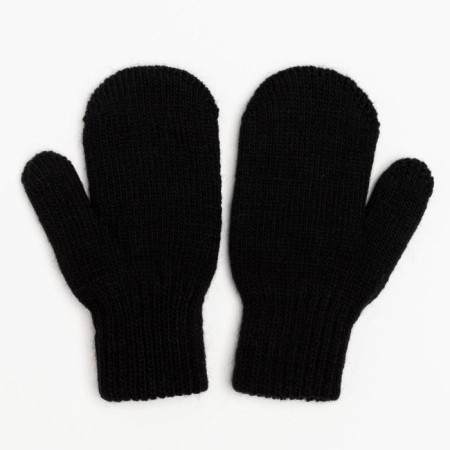 Double children's mittens, black color, size 12 (3-6 years)-1
